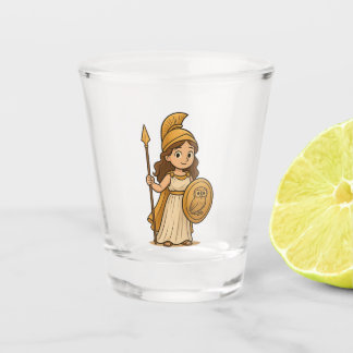 Cute Cartoon Athena Shot Glass | Greek Goddess Glas