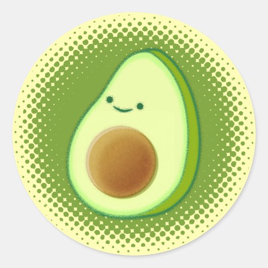 Cute Cartoon Avocado Classic Round Sticker (Voorkant)