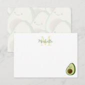 Cute Cartoon Avocado Custom Monogram Notitiekaartje (Voorkant / Achterkant)