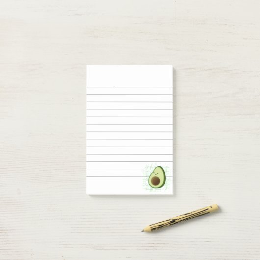 Cute Cartoon Avocado Distress Background Lined Post-it® Notes (Op bureau)