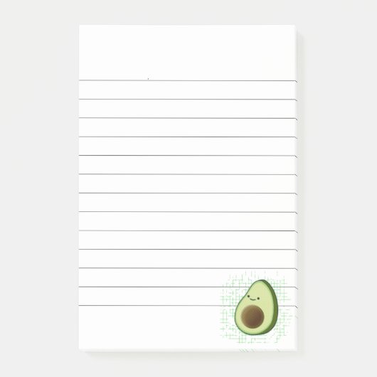 Cute Cartoon Avocado Distress Background Lined Post-it® Notes (Voorkant)