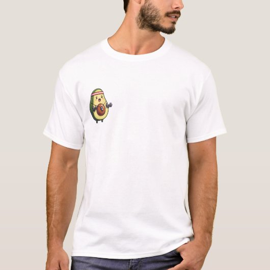 Cute Cartoon Avocado Fitness Character T-shirt (Voorkant)