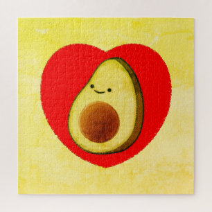 Cute Cartoon Avocado in Red Heart Painting Legpuzzel