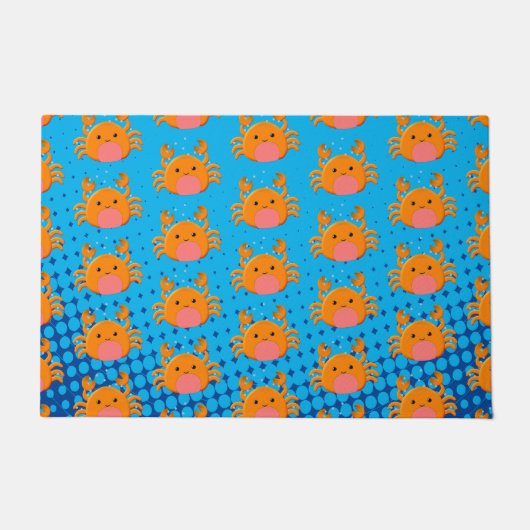 Cute Cartoon Baby Crab Blue Ocean Deurmat (Voorkant)