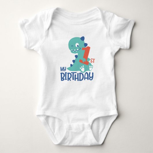 Cute Cartoon Baby Dinosaurs 1e Baby Romper (Voorkant)