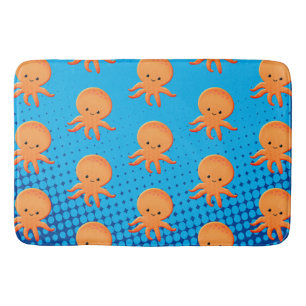 Cute Cartoon Baby Octopus Blue Ocean Badmat