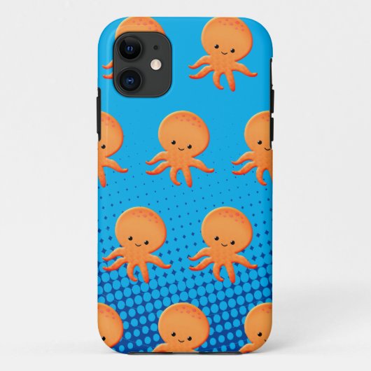 Cute Cartoon Baby Octopus Blue Ocean Case-Mate iPhone Case (Achterkant)