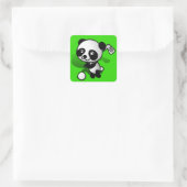 Cute Cartoon Baby Panda Beer Golfing Vierkante Sticker (Tas)