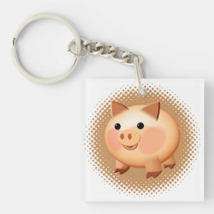 Cute Cartoon Baby Pig Sleutelhanger