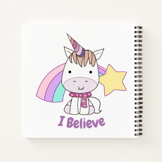 Cute Cartoon Baby Unicorn en Rainbow Notitieboek (Achterkant)