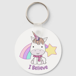 Cute Cartoon Baby Unicorn en Rainbow Sleutelhanger