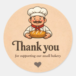 Cute Cartoon Baker Chef Bakery Thank You Ronde Sticker