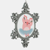 Cute Cartoon Ballerina Pig Pewter Ornament (Links)
