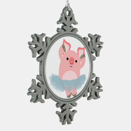 Cute Cartoon Ballerina Pig Pewter Ornament (Links)