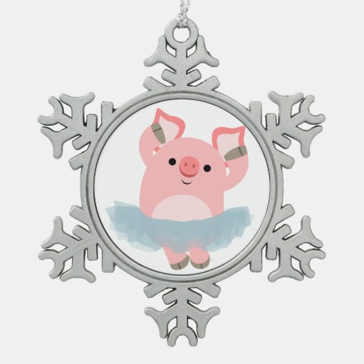 Cute Cartoon Ballerina Pig Pewter Ornament (Voorkant)