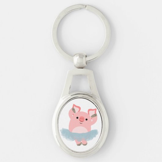 Cute Cartoon Ballerina Pig Sleutelhanger (Voorkant)