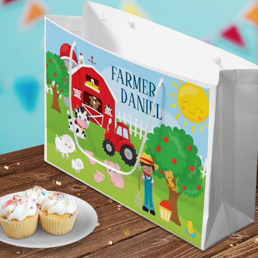 Cute Cartoon Barnyard Animals, Farmer en Tractor Groot Cadeauzakje