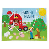 Cute Cartoon Barnyard Animals, Farmer en Tractor Groot Cadeauzakje (Voorkant)