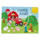 Cute Cartoon Barnyard Animals, Farmer en Tractor Groot Cadeauzakje (Achterkant)