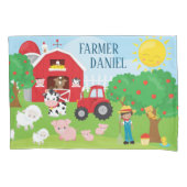 Cute Cartoon Barnyard Animals, Farmer en Tractor Kussensloop (Voorkant)