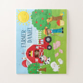 Cute Cartoon Barnyard Animals, Farmer en Tractor Legpuzzel (Verticaal)