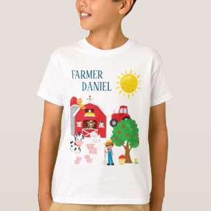 Cute Cartoon Barnyard Animals, Farmer en Tractor T-shirt