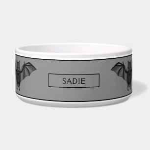 Cute Cartoon Bat Halloween Illustratie & Naam Voerbakje