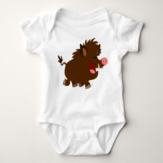 Cute Cartoon Beaming Wild Boar Baby Creeper Romper (Voorkant)