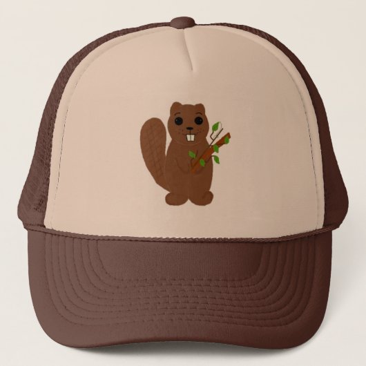 Cute Cartoon Beaver Trucker Pet (Voorkant)