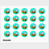 Cute Cartoon Bee Ronde Sticker (Vel)