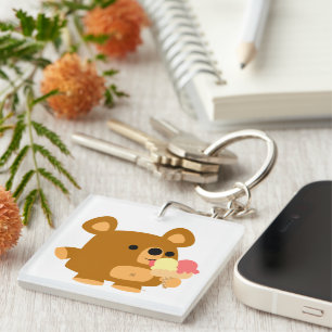 Cute Cartoon Beer met ijscream AcrylSleutelhanger Sleutelhanger