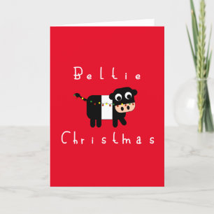 Cute Cartoon Beltie Kerstmis Belted Galloway Koe Feestdagen Kaart