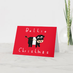 Cute Cartoon Beltie Kerstmis Belted Galloway Koe Feestdagen Kaart