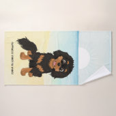 Cute Cartoon Black en Tan Cavalier     Badhanddoek (Badhanddoek)