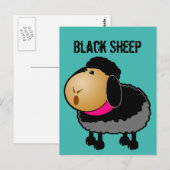Cute Cartoon Black Sheep Drawing Briefkaart (Voorkant / Achterkant)