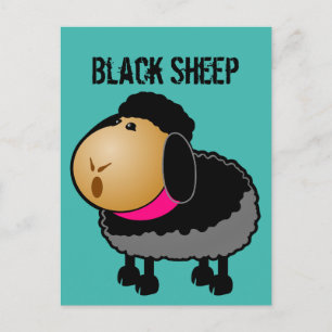 Cute Cartoon Black Sheep Drawing Briefkaart