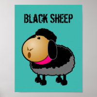 Cute Cartoon Black Sheep Drawing