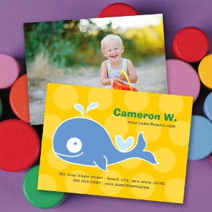 Cute Cartoon Blauwe Walvis Kid Profielfoto Bellen Visitekaartje