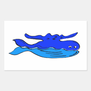 Cute Cartoon Blue Whale Rechthoekige Sticker