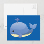 Cute Cartoon Blue Whale Spouting Water Briefkaart (Voorkant / Achterkant)