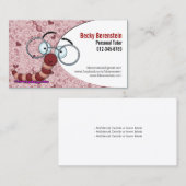 Cute Cartoon Bookworm Tutor Carte de visite rouge (Devant / Derrière)