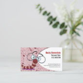 Cute Cartoon Bookworm Tutor Carte de visite rouge (Debout devant)