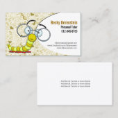 Cute Cartoon Bookworm Tutor Yellow Carte de visite (Devant / Derrière)