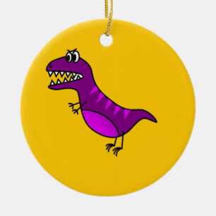 Cute cartoon boos paarse dinosaurus keramisch ornament