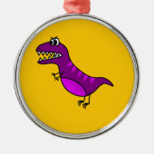 Cute cartoon boos paarse dinosaurus metalen ornament (Voorkant)