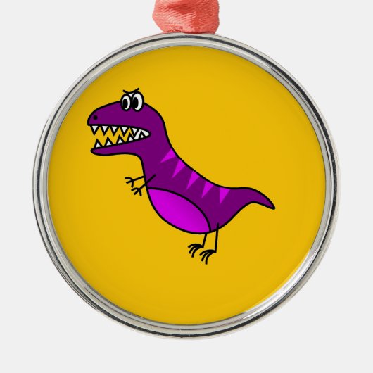 Cute cartoon boos paarse dinosaurus metalen ornament (Voorkant)