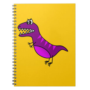 Cute cartoon boos paarse dinosaurus notitieboek