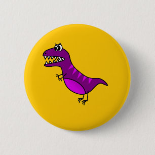 Cute cartoon boos paarse dinosaurus ronde button 5,7 cm