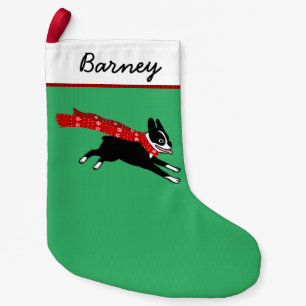 Cute Cartoon Boston Terrier Happy Dog Holiday Kleine Kerstsok