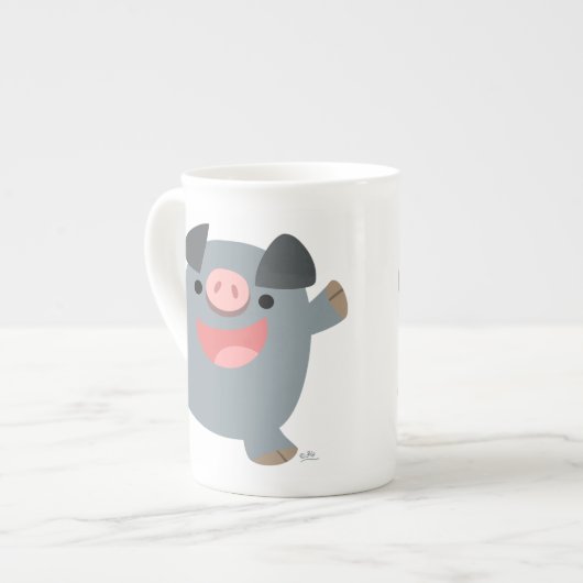 Cute Cartoon Bouncing Cochon Os Chine Mug (Devant gauche)